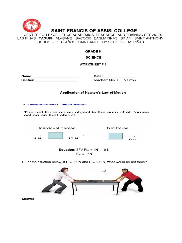 Worksheet on Grde 8 | Sound | Force
