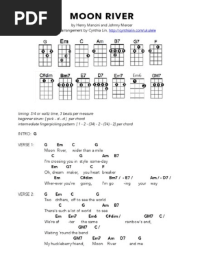 Moon River Ukulele Chord Chart Pdf Pdf String Instruments Musical Techniques