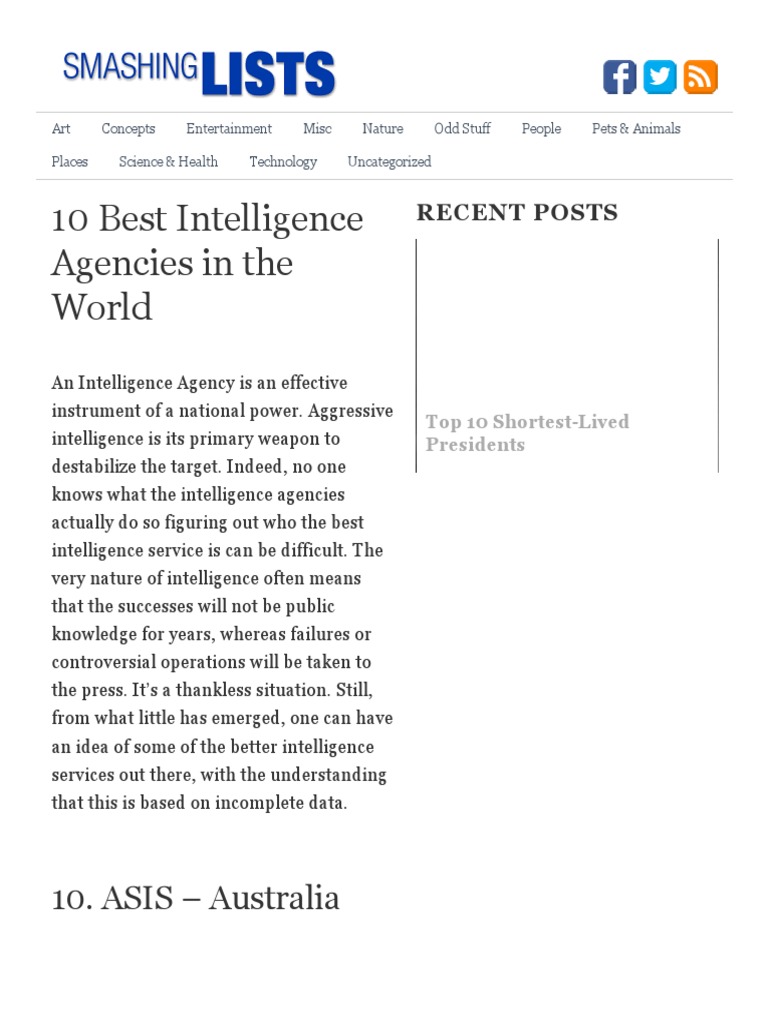 Top 10 Intelligence Agencies Worldwide | PDF | Federal Security Service ...