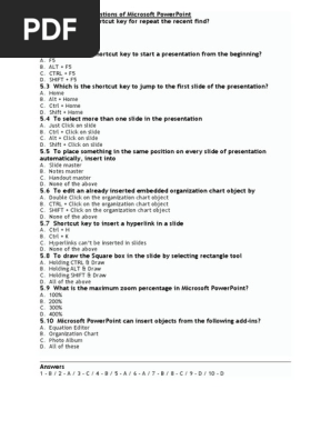 Multiple Choice Questions Of Microsoft Powerpoint Pdf Microsoft Power Point Software