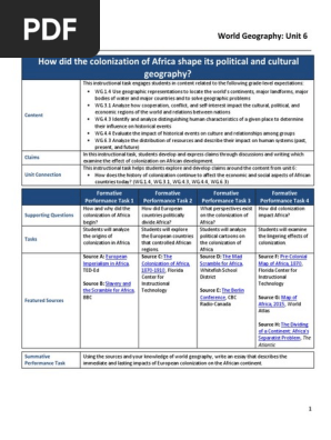 Task Social Studies World Geography Colonization Of Africa Pdf Colonialism Africa