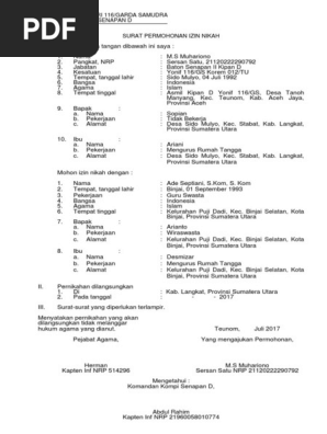 Format Surat Menikah Calon Istri Tentara
