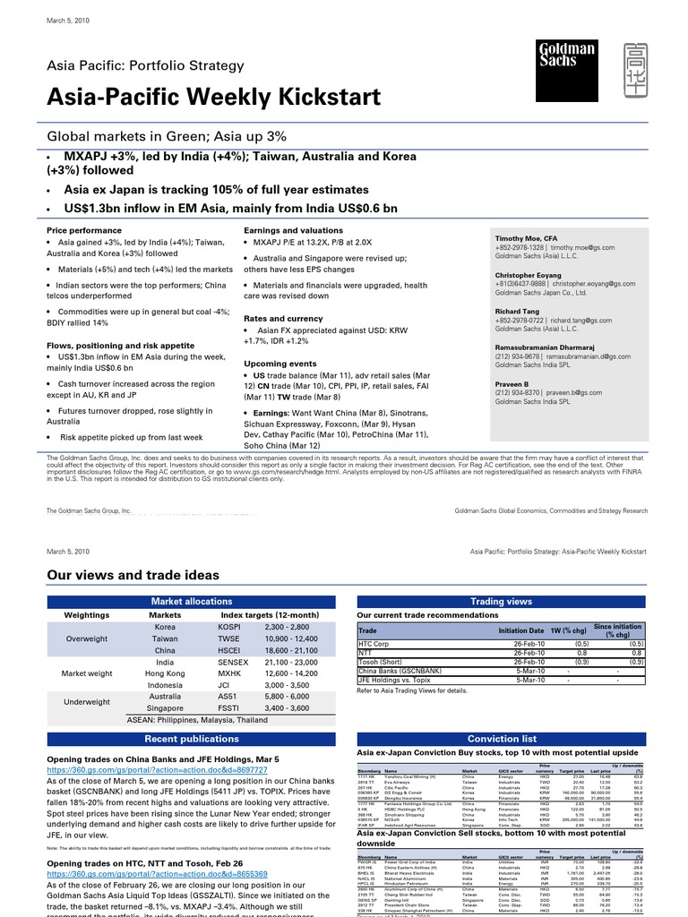 Gs Asia Pacific Weekly Kickstart Goldman Sachs Asia Travel
