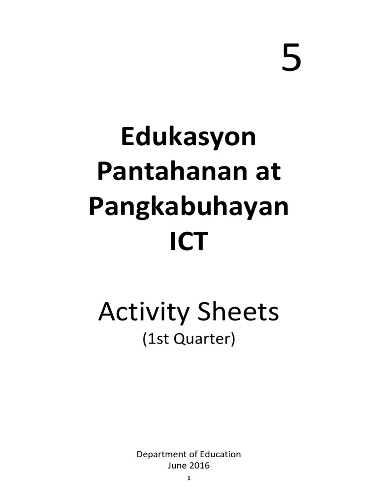 Activity Sheets Epp5 PDF | PDF