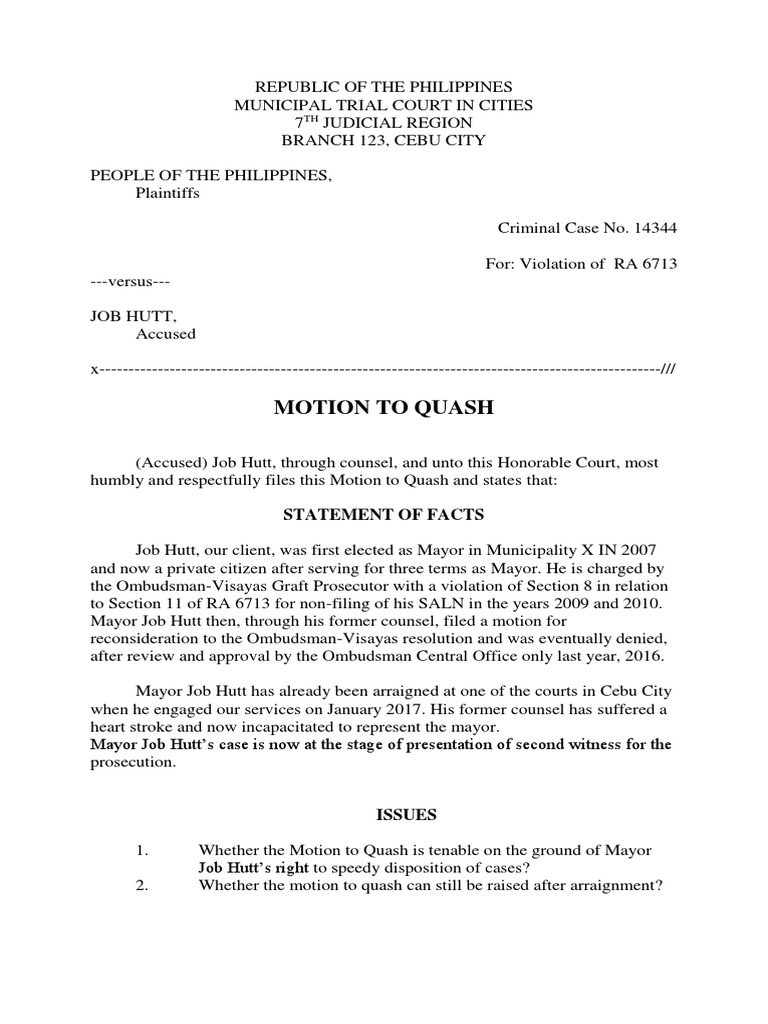 Quash PDF Prejudice (Legal Term) Prosecutor