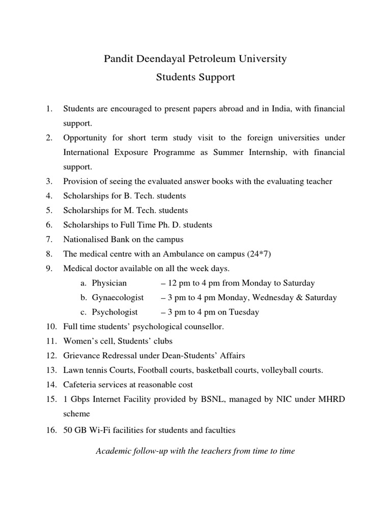 Student Support Services at PDPU | PDF | Science & Mathematics