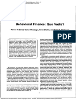 Behavioural Finance - Quo Vadis