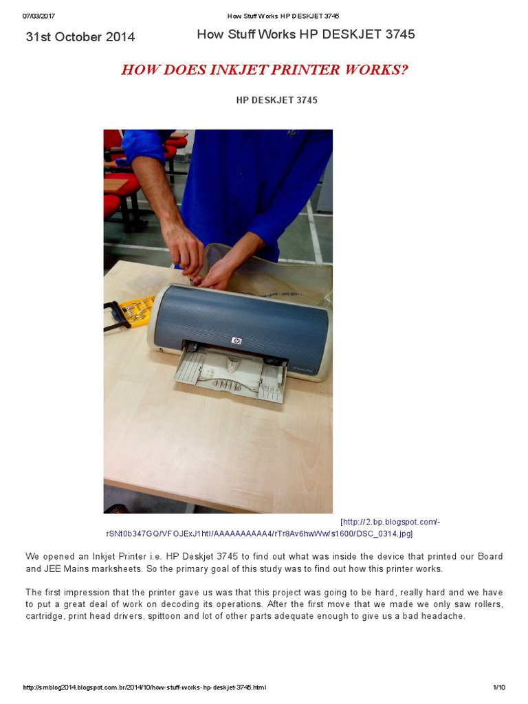 How HP Deskjet 3745 Works Explained | PDF | Printer (Computing ...