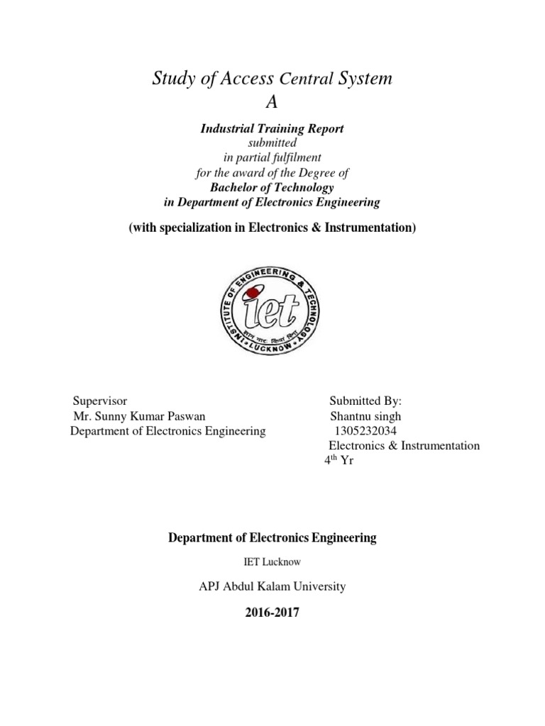 INDUSTRIAL TRAINING REPORT.docx Biometrics Electrical Engineering
