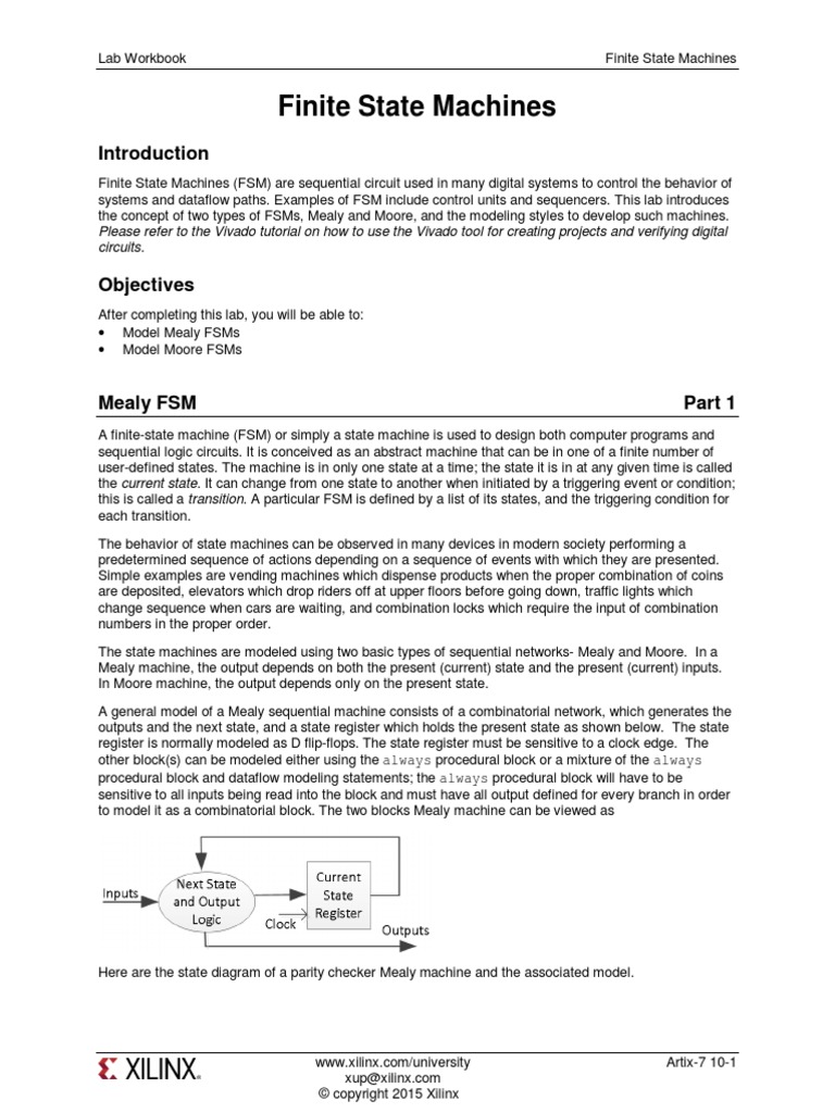 Lab10 - Finite State Machines | PDF | Computer Engineering | Electronic ...