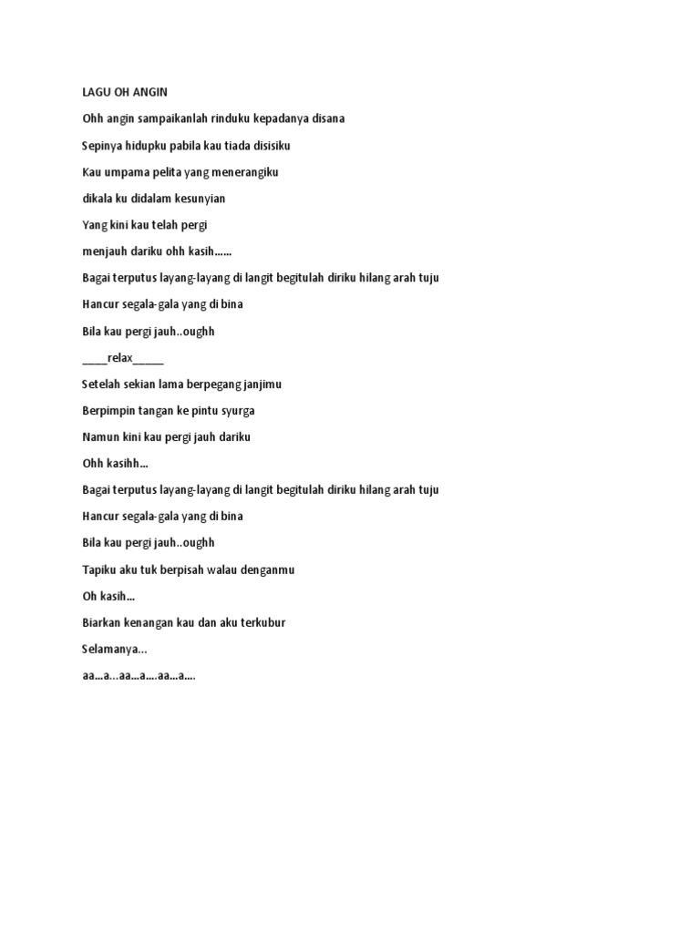 Lagu Oh Angin Pdf