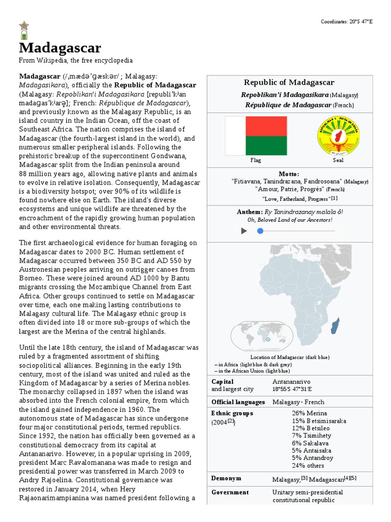 Madagascar | PDF | Madagascar | Unrest