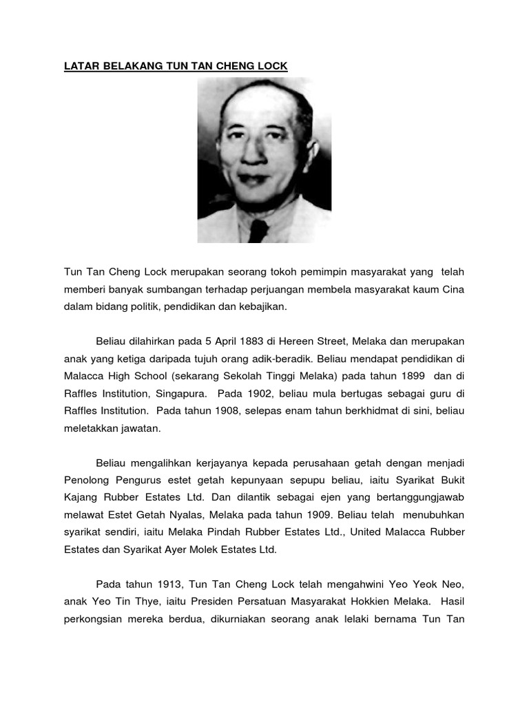 Latar Belakang Tun Tan Cheng Lock  PDF