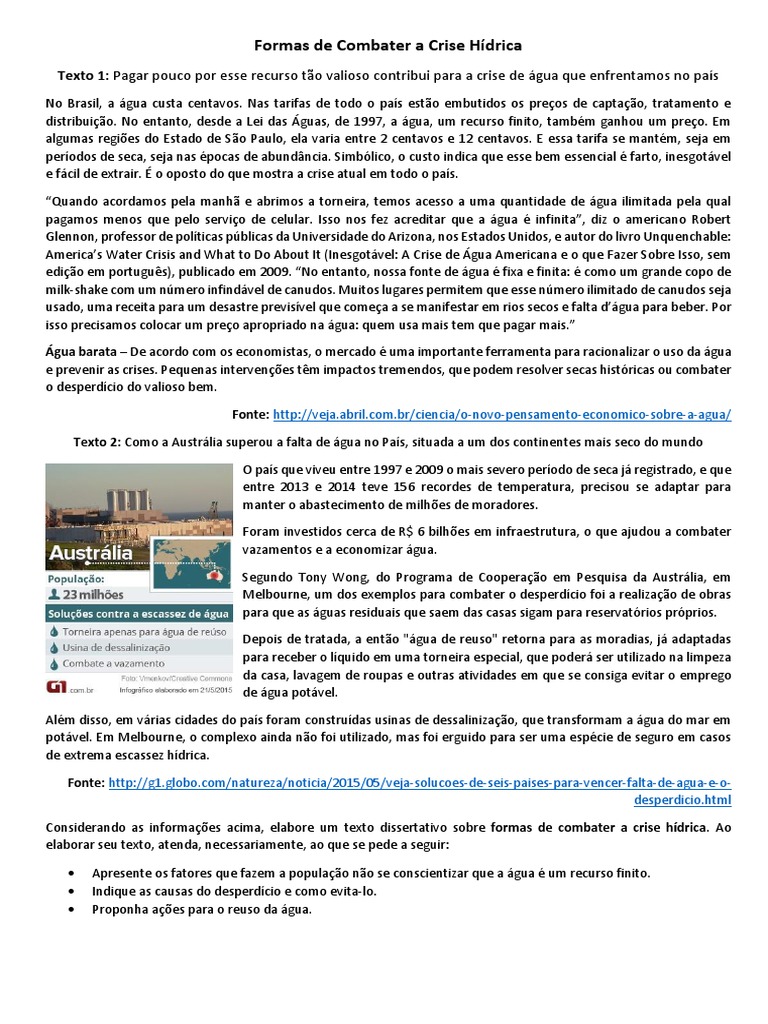Redação Sobre A Crise Hidrica No Brasil