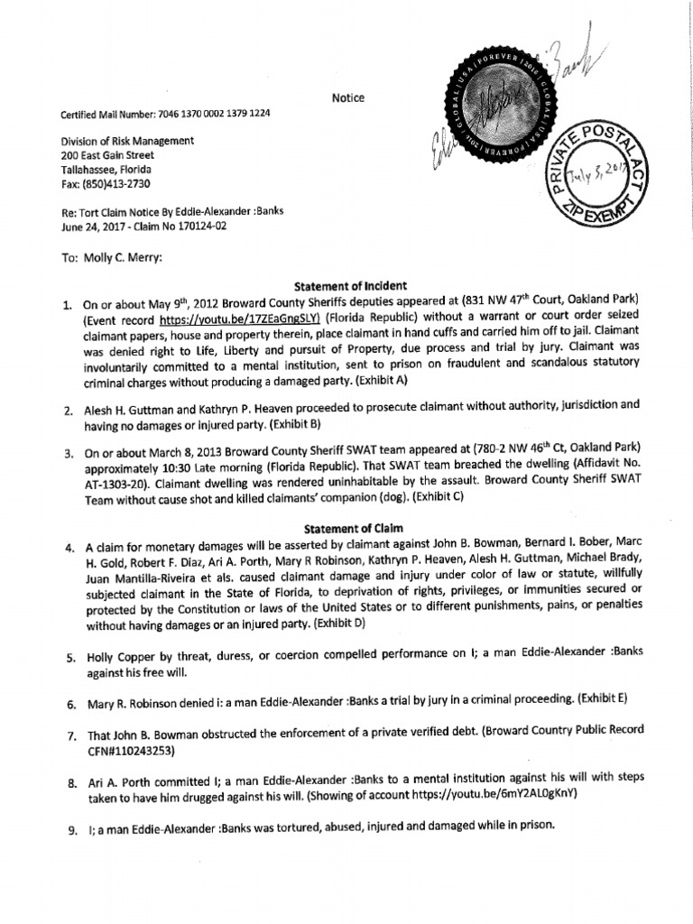 Notice of Tort
