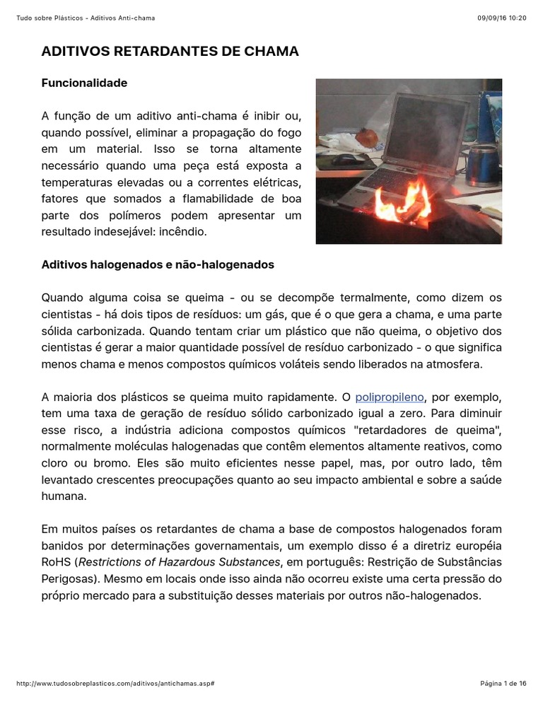 Aditivos Retardantes de Chama Natureza Ciências Físicas