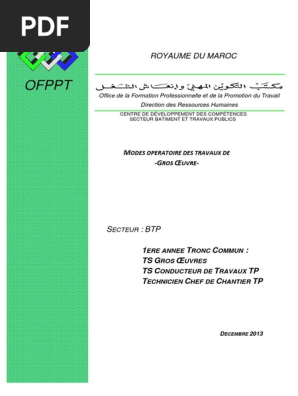 Modes Operatoires Des Travaux De Gros Oeuvrepdf Fondation - 