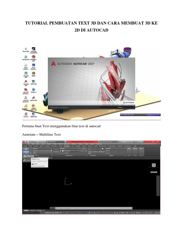 Tutorial Pembuatan Text 3d Dan Cara Membuat 3d Ke 2d Di Autocad
