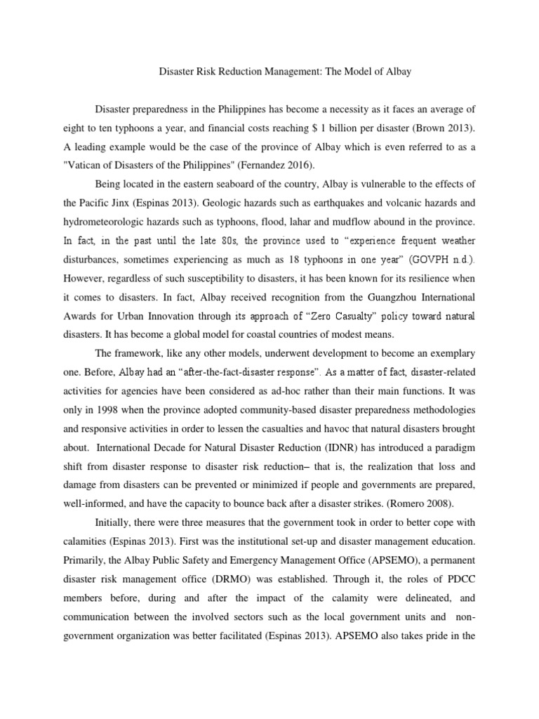 Disaster Risk Reduction Management The Model Of Albay Download Free