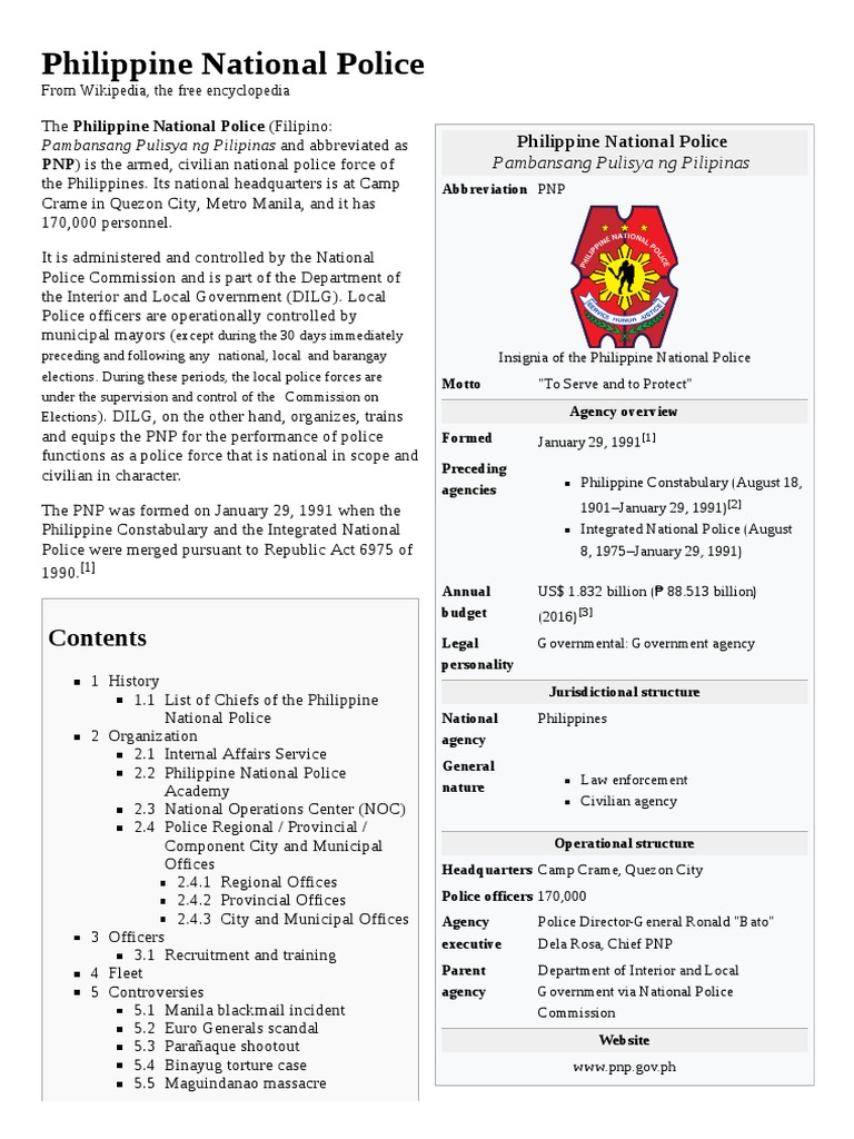 Philippine National Police | PDF | Law Enforcement | Crime & Violence
