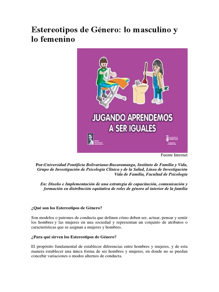 Estereotipos de Género y su Impacto | PDF | Estereotipos | Género