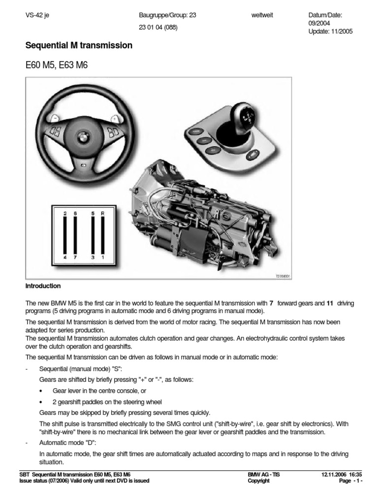 BMW E60 M5 SMG.pdf Automatic Transmission Manual Transmission
