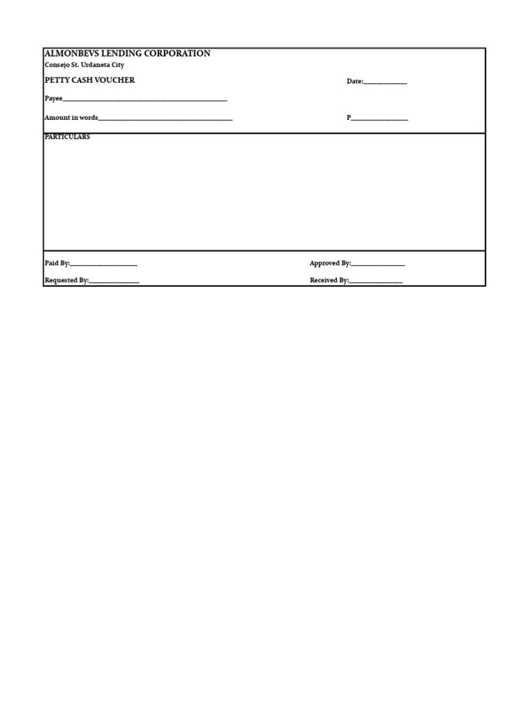 Petty Cash Voucher Form | PDF