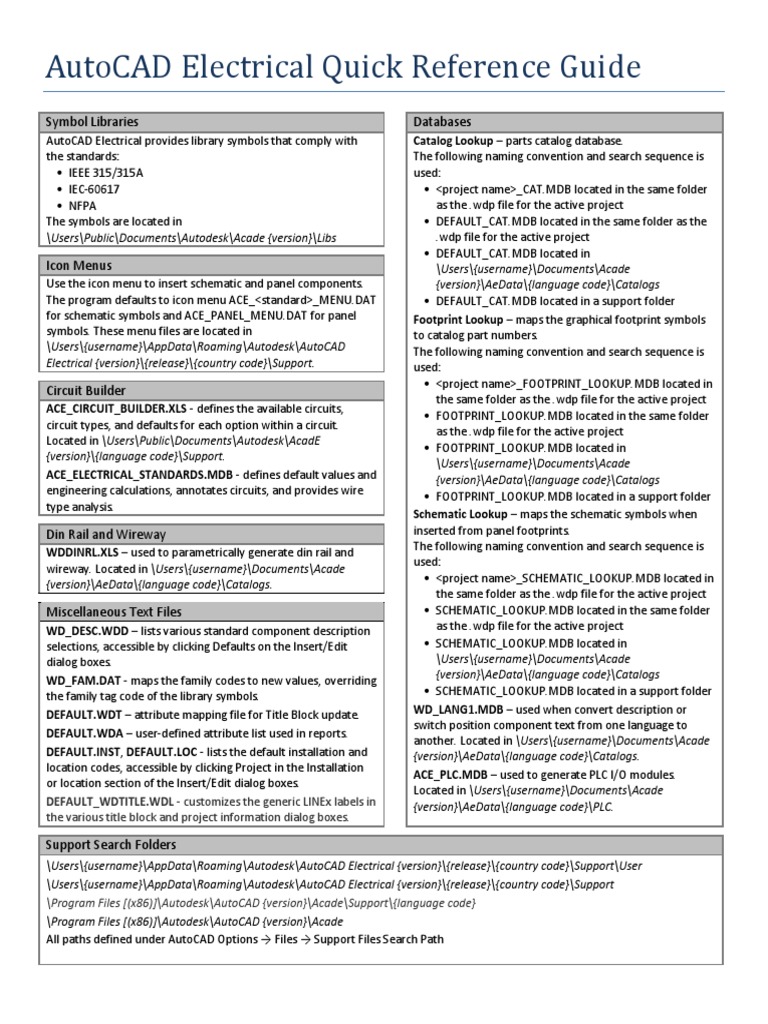 AutoCAD Electrical Quick Reference Guide | PDF | Switch | Auto Cad