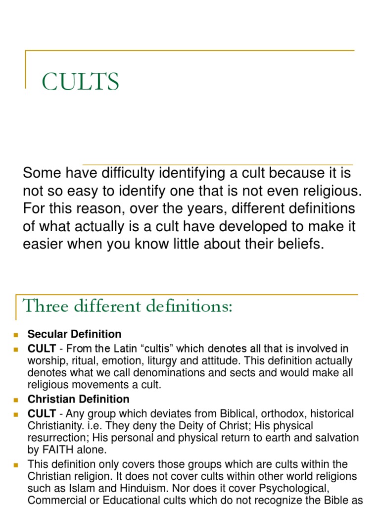 Understanding Cult Definitions and Traits | PDF | Revelation | Bible