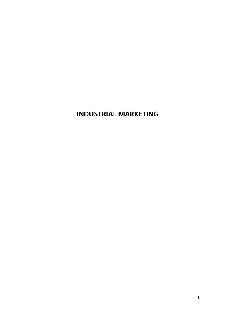 Industrial Marketing PDF Strategic Management Marketing