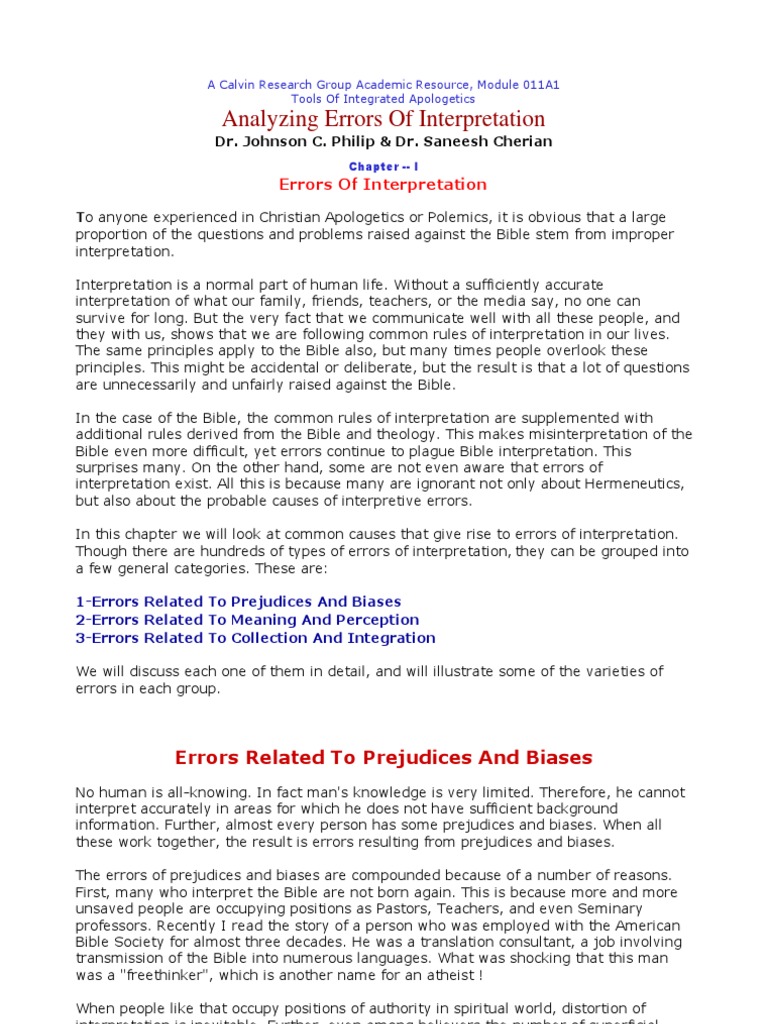 Apologetics & Errors of Interpretation | PDF