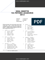 Soal SNMPTN Test Potensi Akademik 2012 Dan Jawaban
