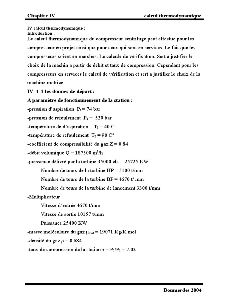 Calcul du Taux de Compression Thermodynamique | PDF | Compresseur de ...