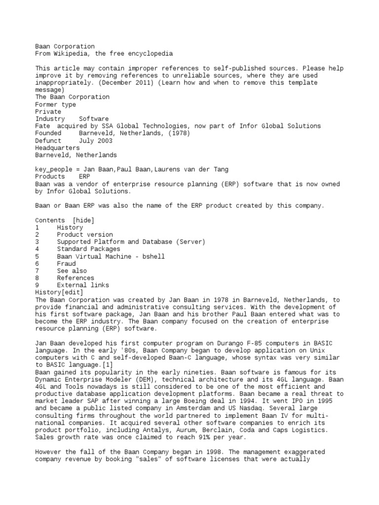 About Baan | PDF | Business Software | Computing