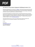 The ChinaCare Group Announces Engagement with Hailong Investment Co Ltd