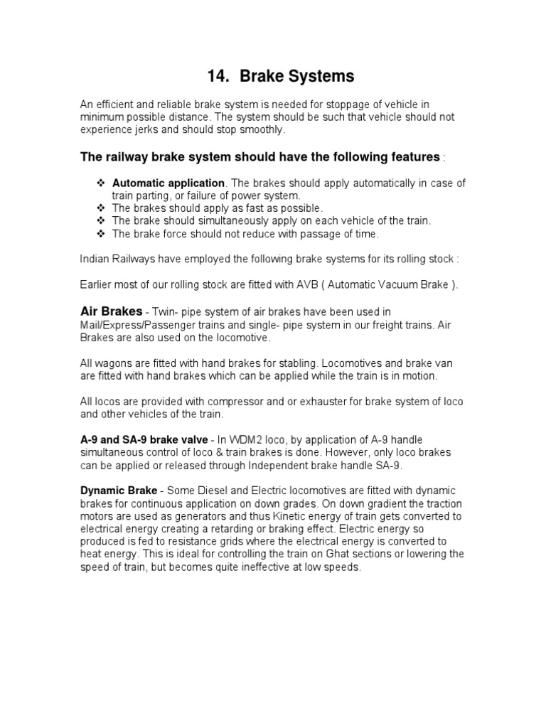 Railway Brake Systems Overview | PDF | Brake | Crane (Machine)