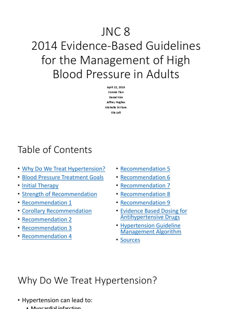 JNC 8 | PDF | Hypertension | Chronic Kidney Disease