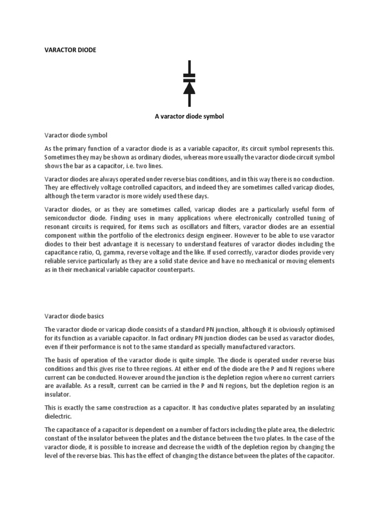 Understanding Varactor Diodes and Their Applications as Frequency