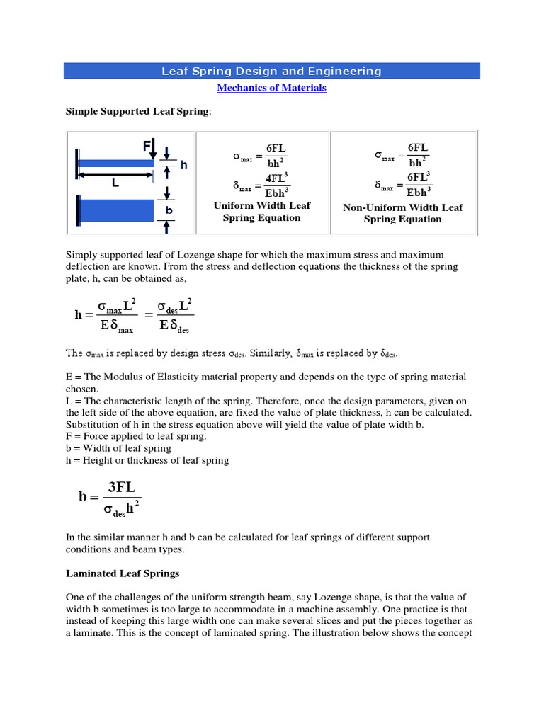 Leaf Spring Design and Engineering PDF Strength Of Materials