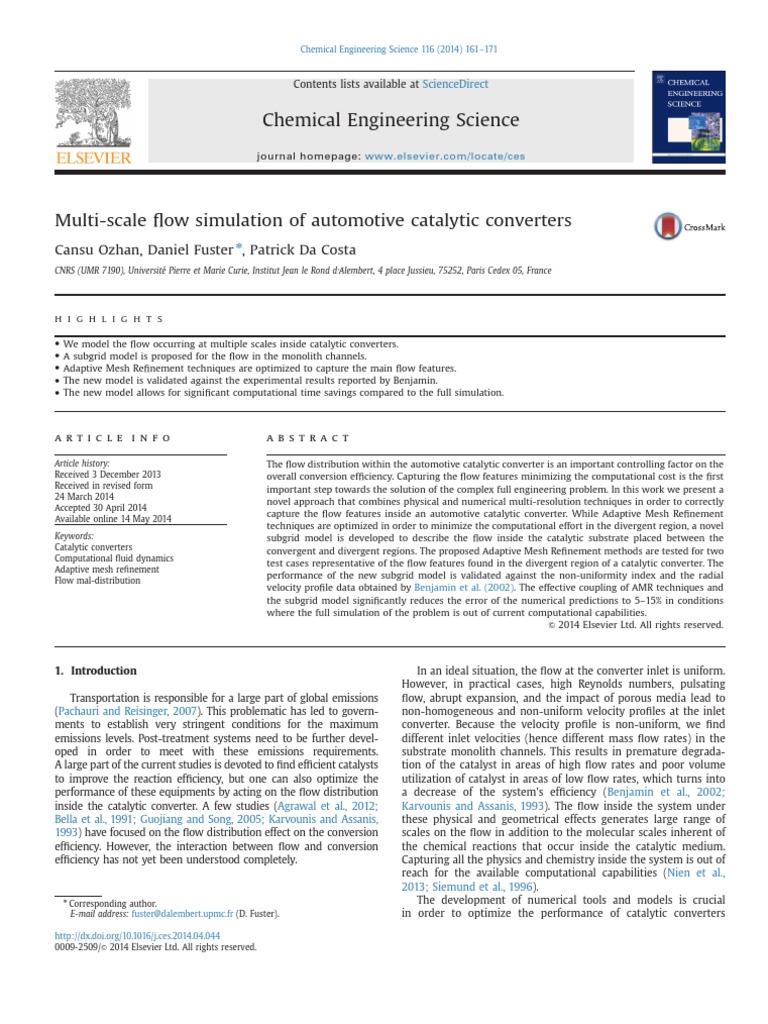 Ozhan jOURNAL ANALYSYS CATALYTIC CONVERTER USING ANSYS PDF Navier