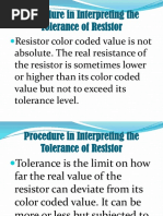 Procedure in Interpreting the Tolerance of Resistor