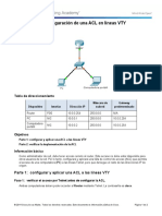 9.2.3.3 Packet Tracer - Configuring An ACL On VTY Lines Instructions PDF