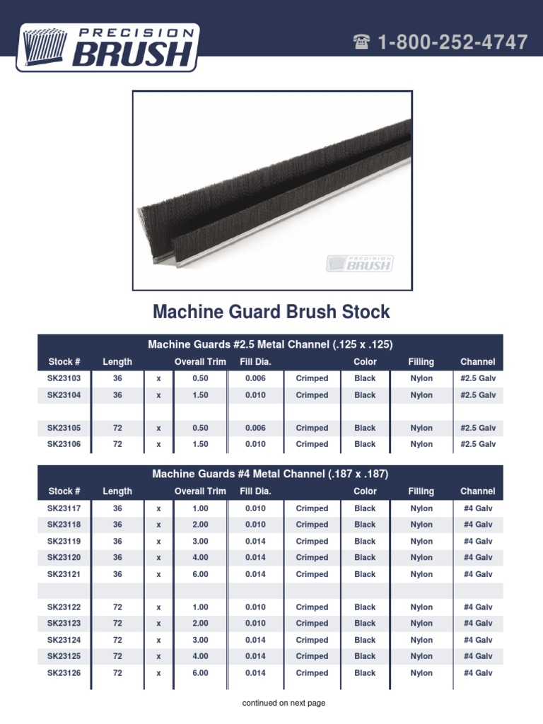 Machine Guard Brush Stock Specifications | PDF | Organic Polymers | Du Pont