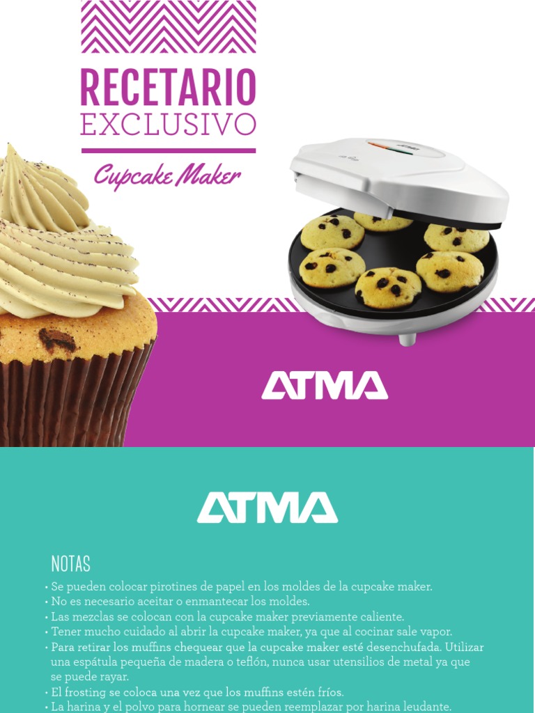 Manual Recetario Cupcake Maker Atma Cm8910e PDF | PDF | Magdalena | Postres