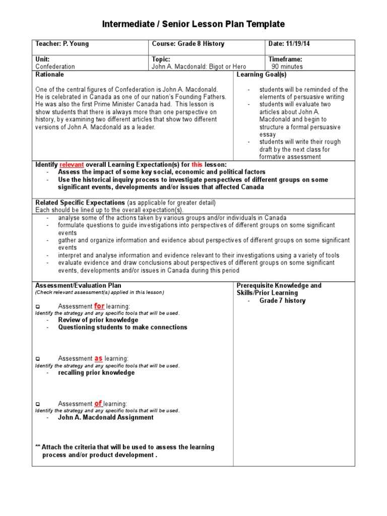 Grade 8 History Lesson 3 PDF Homework Essays