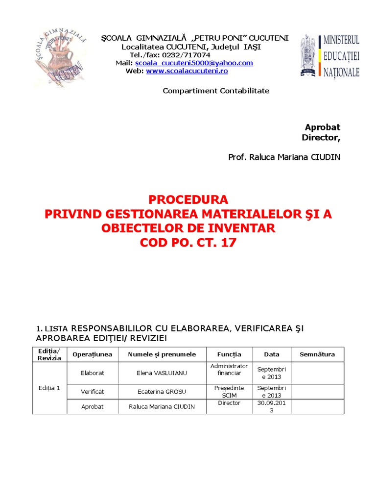 Gestionarea Obiectelor de Inventar Si A Materialelor | PDF