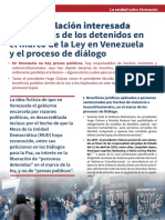 La Manipulación Interesada de Los Casos de Los Detenidos en El Marco de La Ley en Venezuela y El Proceso de Diálogo