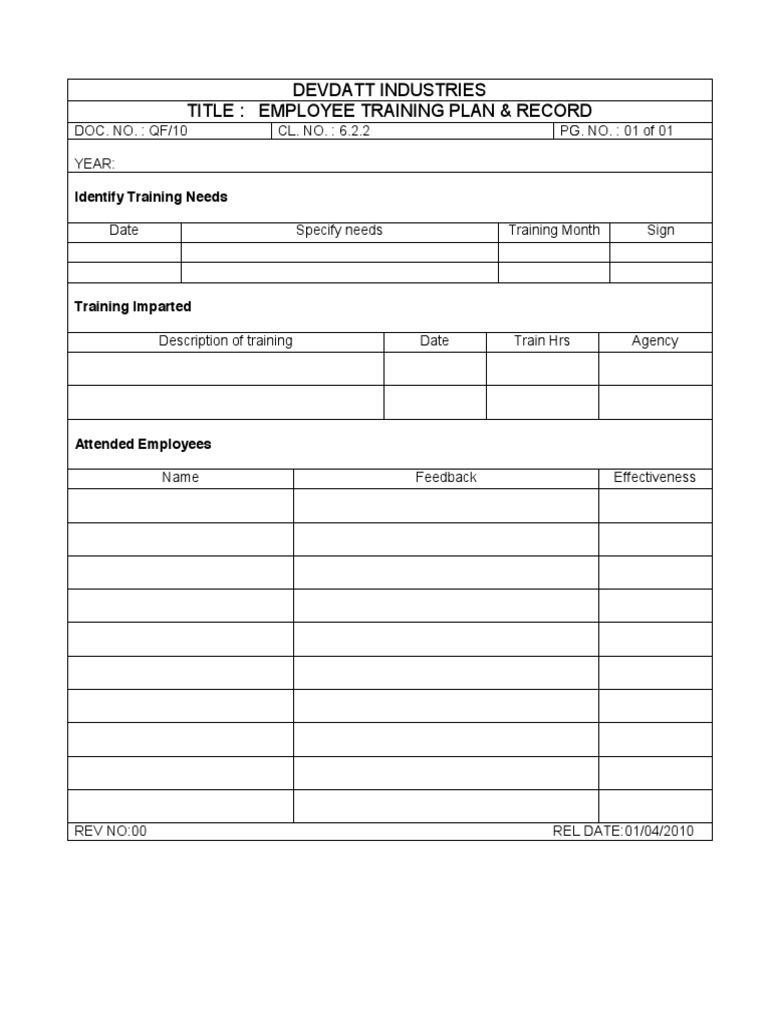 Training Record Example | PDF | Career & Growth | Business