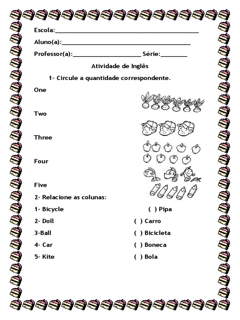 Atividade de inglês 1° ano | PDF