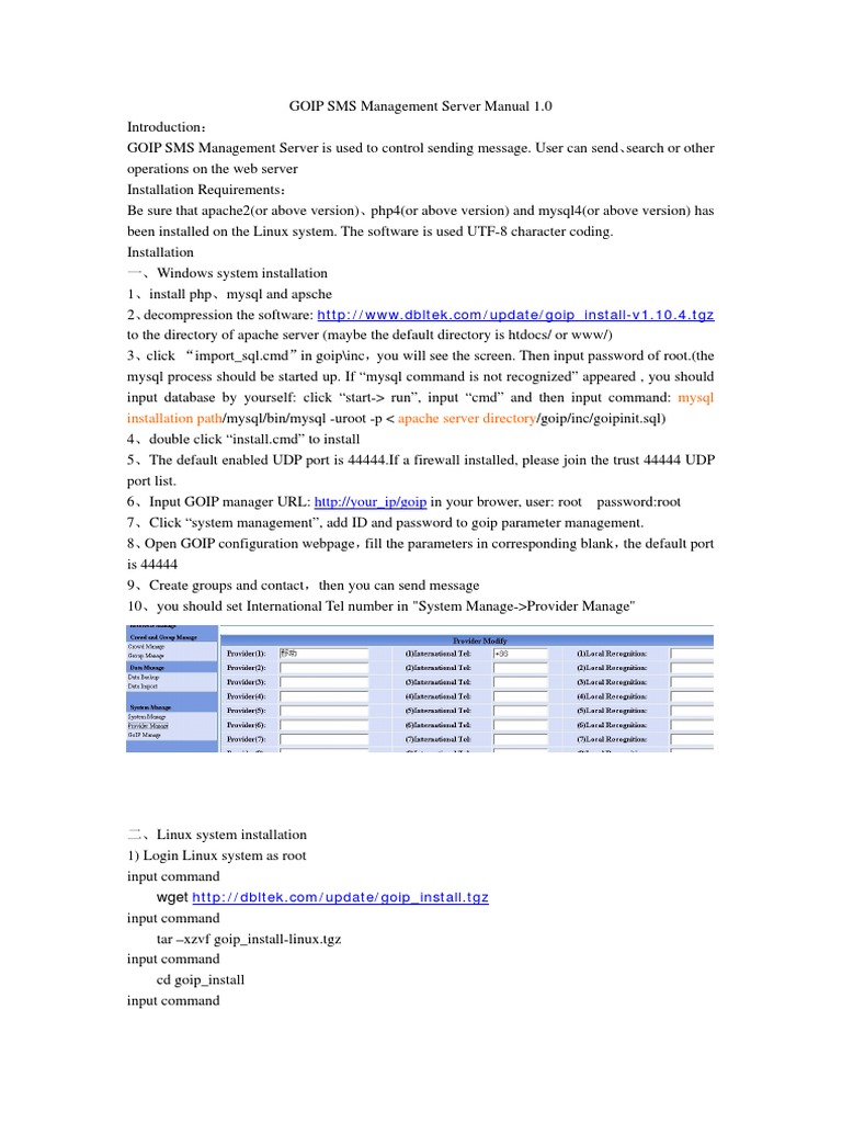 GOIP SMS Server Installation Guide | PDF | Web Server | Internet & Web
